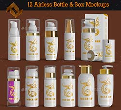 12个化妆品真空瓶和包装盒模型：12 Airless Cosmetic Bottle & Box Mockups